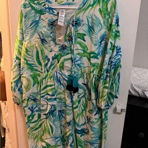 Tommy Bahama Tropical Green and Blue Dress NWT